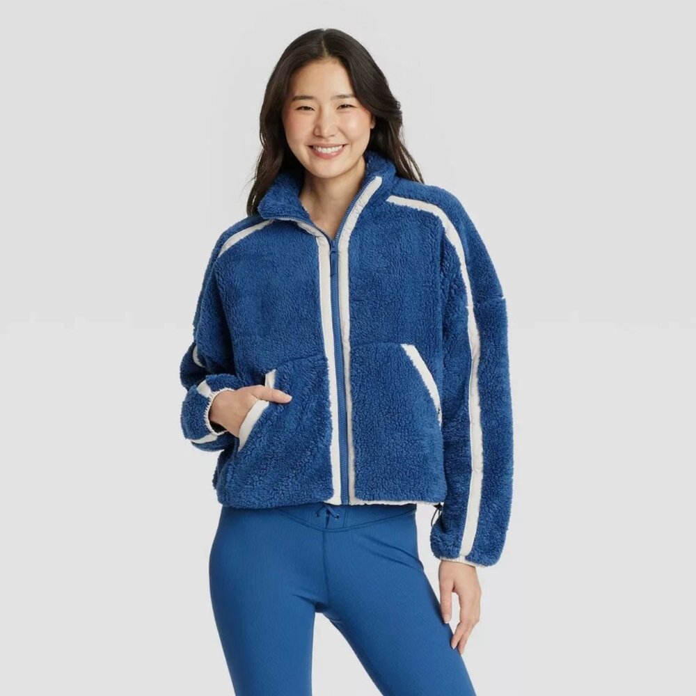 NWT JoyLab High Pile Piped Fleece jacket